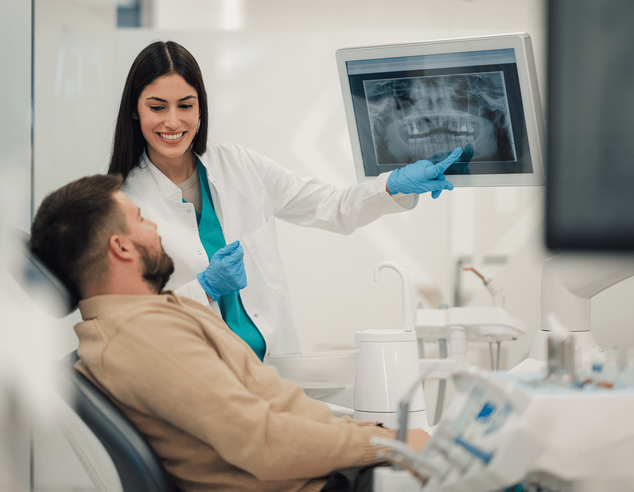 Dental check-up with X-ray review